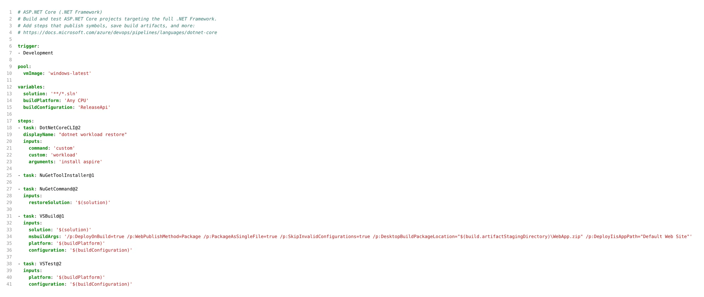 Azure Pipelines YAML with build and deploy steps